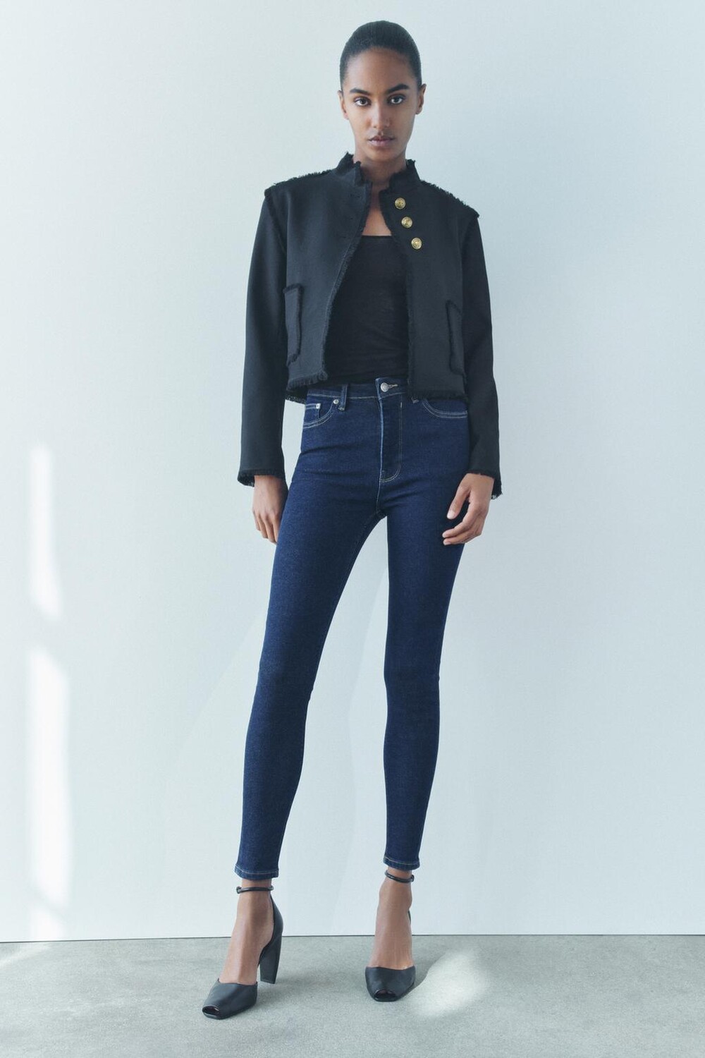 

Узкие джинсы с высокой талией ZARA, синий