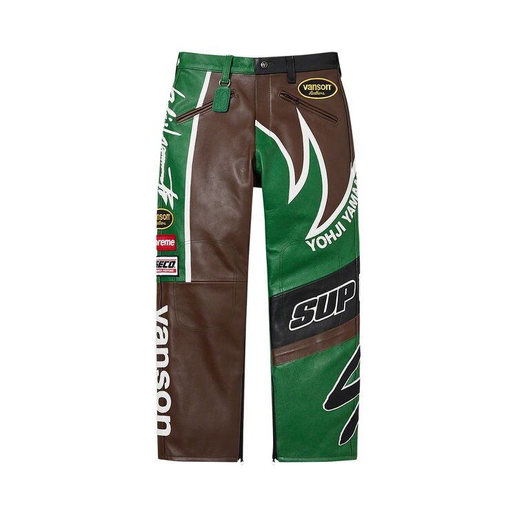 

Брюки Supreme x Yohji Yamamoto x Vanson Leathers Split Pant Green, зеленый