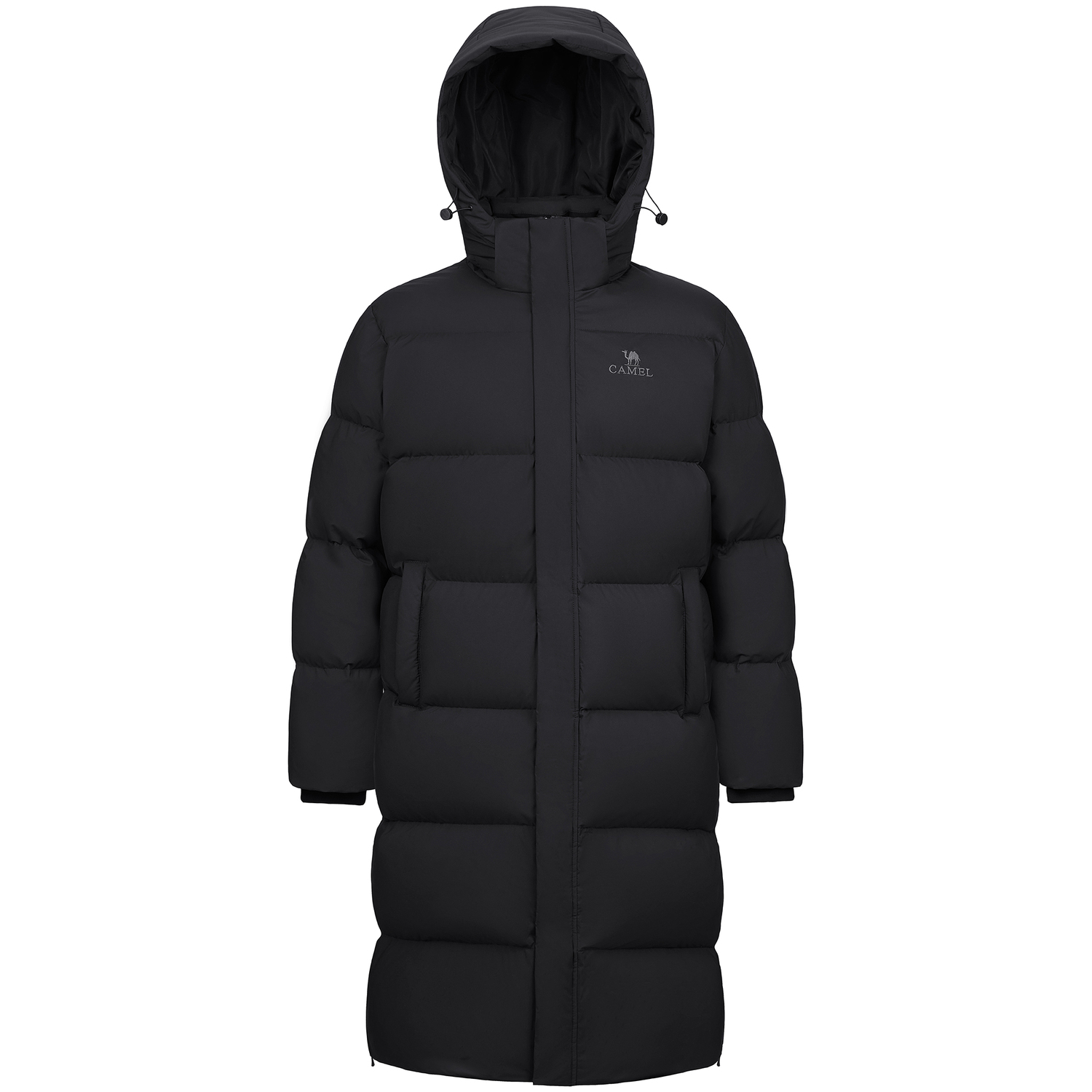 

Утепленная ветрозащитная длинная пуховая куртка унисекс с отстегивающимся капюшоном CAMEL, phantom черный