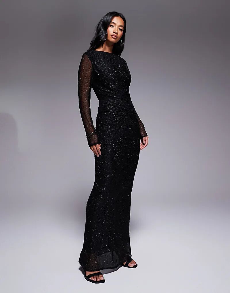 

Платье макси Jaded Rose Petite hotfix облегающего кроя с узлом черного цвета