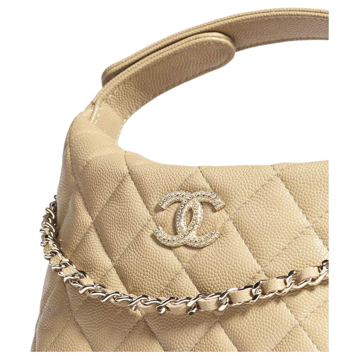 CHANEL Женская сумка через плечо из тисненой телячьей кожи темно-бежевого цвета — фото 4