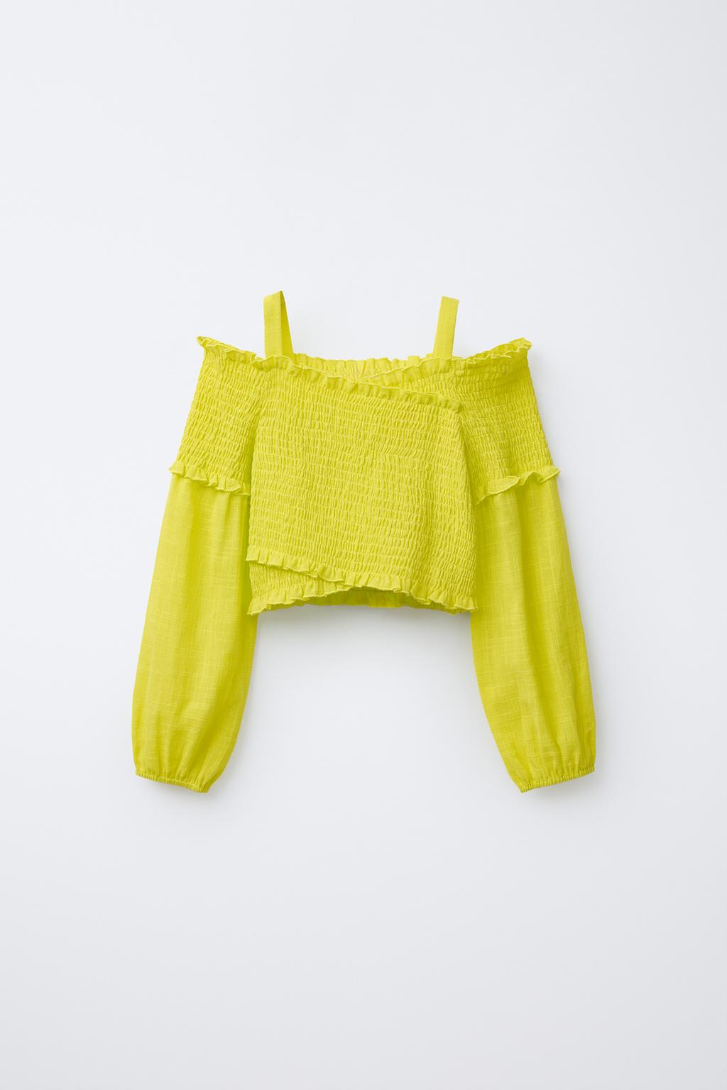 

Эластичный топ без бретелек ZARA, цвет Fluorescent lime
