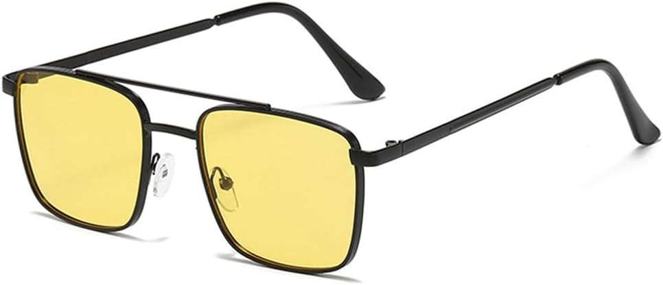 

Солнцезащитные очки UV400 с металлическими двойными перемычками и прозрачными линзами с градиентом Ocean для женщин и мужчин, для бега и занятий спортом на открытом воздухе UYPTK, Black Yellow