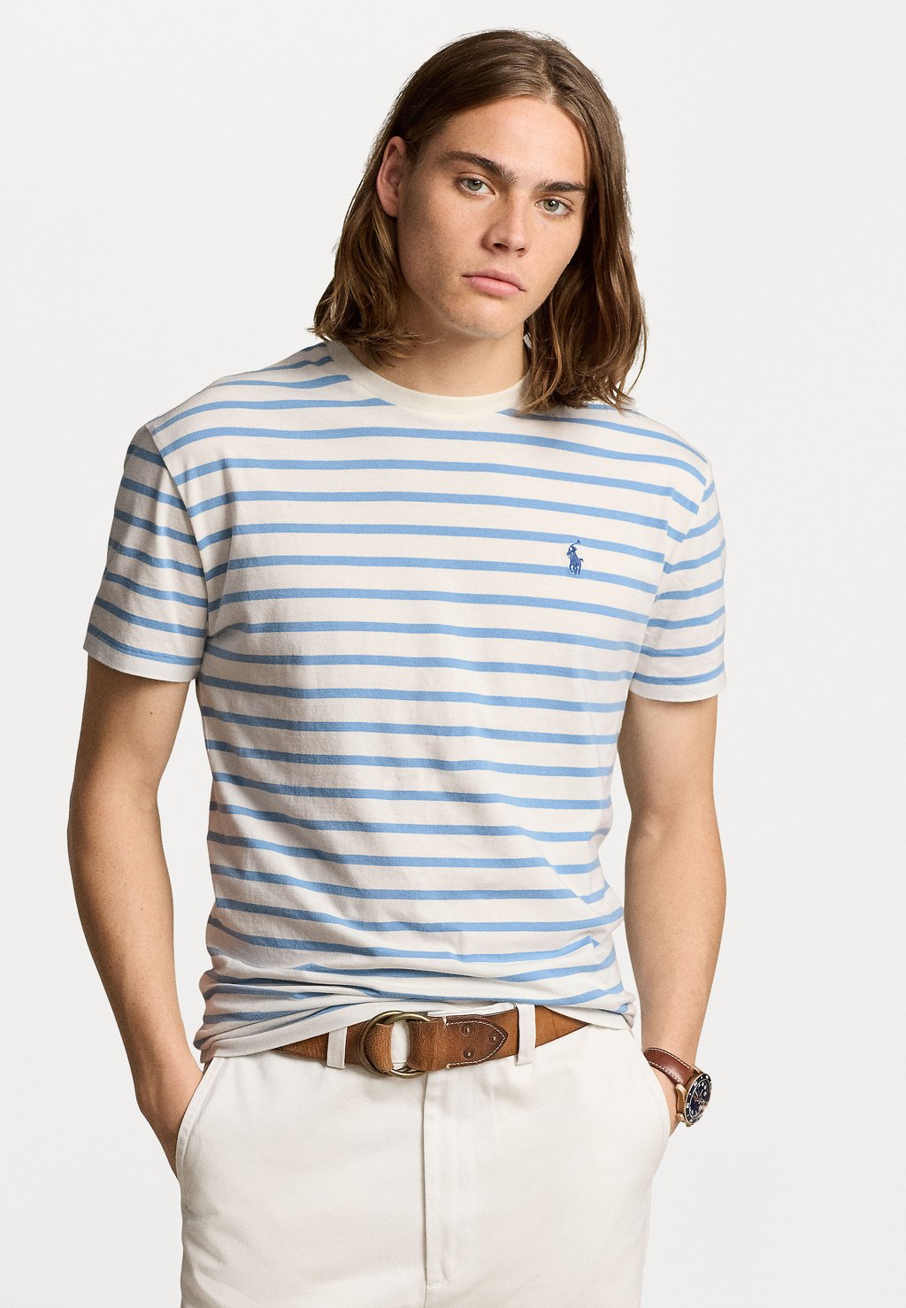 

Футболка с принтом CLASSIC FIT STRIPED JERSEY T-SHIRT Polo Ralph Lauren, синий