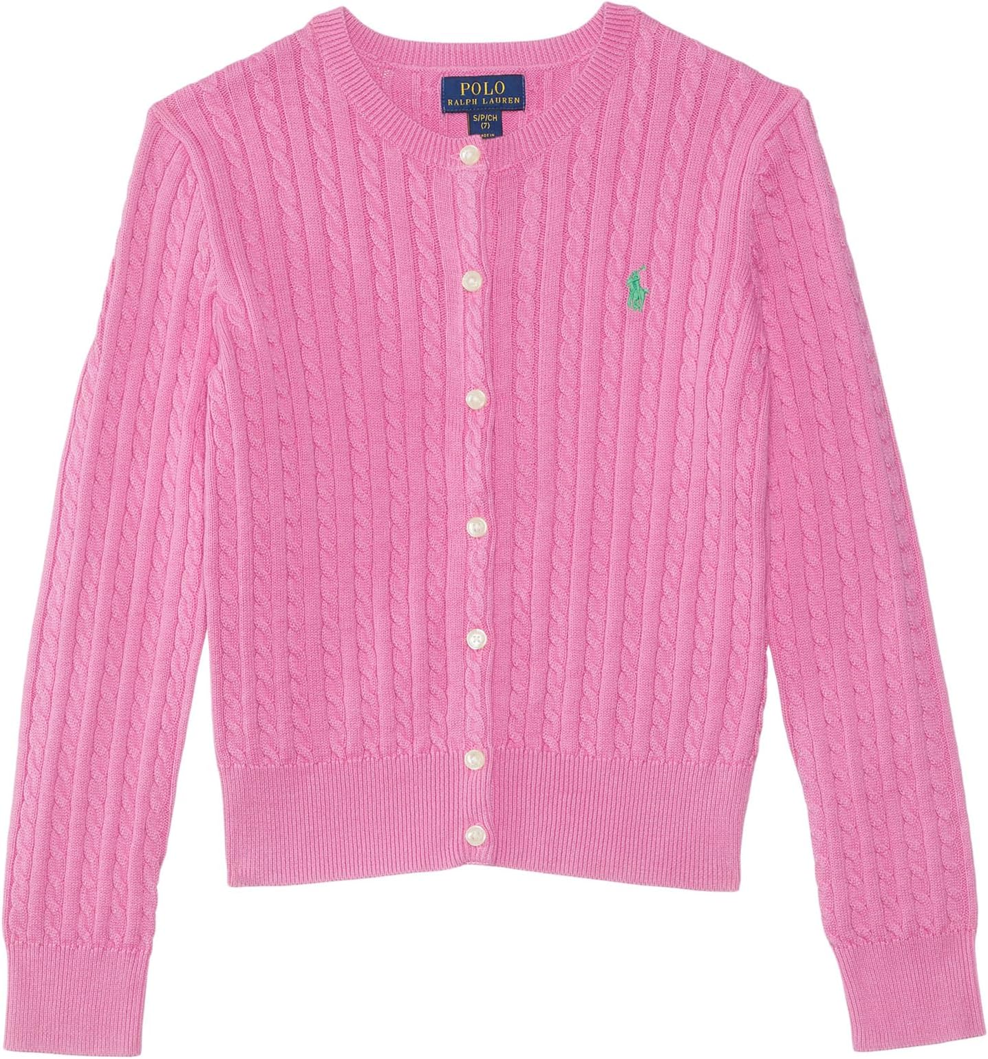 

Кардиган Polo Ralph Lauren Kids Mini-Cable Cotton Cardigan, цвет Laguna Pink/Tiller Green
