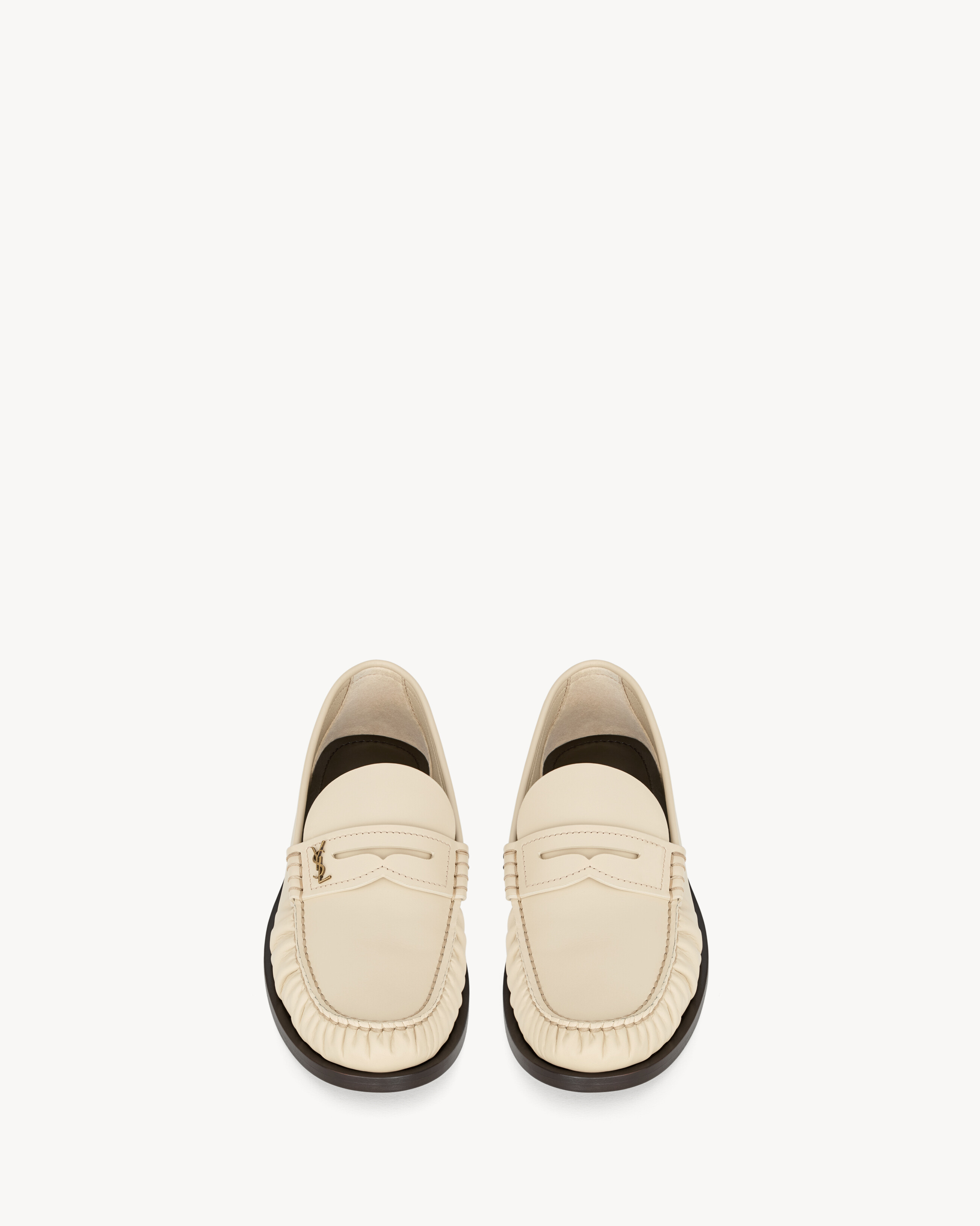 Лоферы LAURENT из гладкой кожи Saint Laurent, бежевый