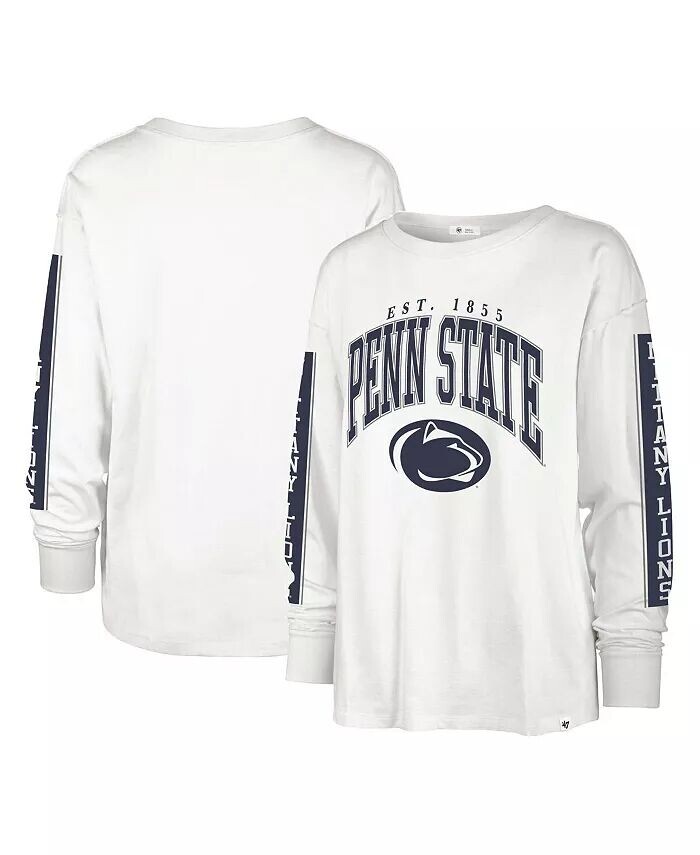

Женская белая рваная футболка с длинными рукавами Penn State Nittany Lions Statement SOA 3-Hit '47 Brand