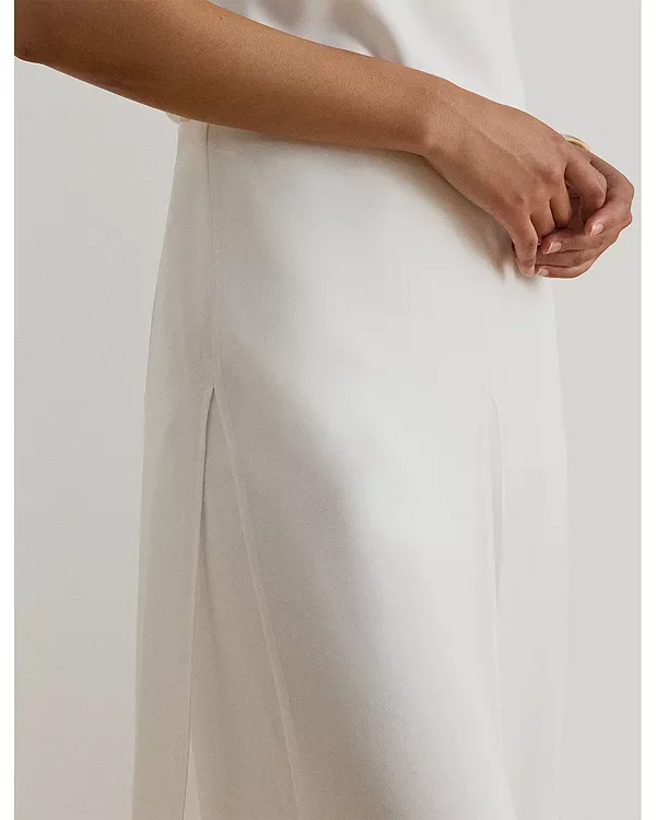 Широкие брюки из жоржета с отделкой из шифона Ralph Lauren, White — фото 4