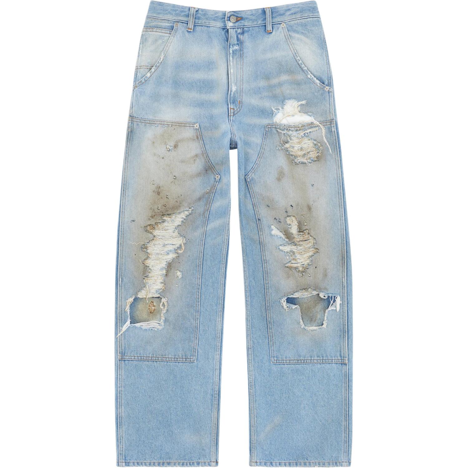 

Джинсы с эффектом поношенности MM6 Maison Margiela, светло-голубой