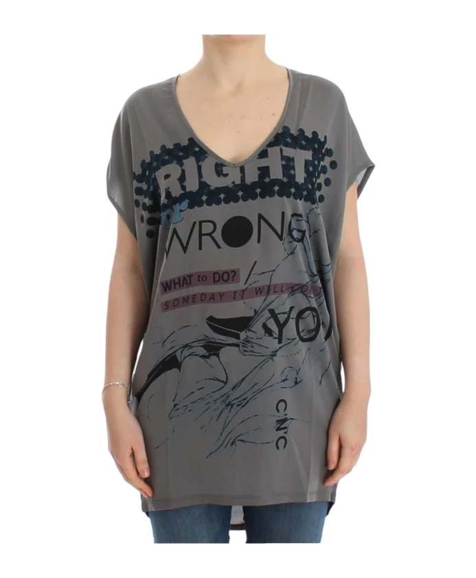 

Серая футболка с V-образным вырезом и графическим принтом Costume National, серый