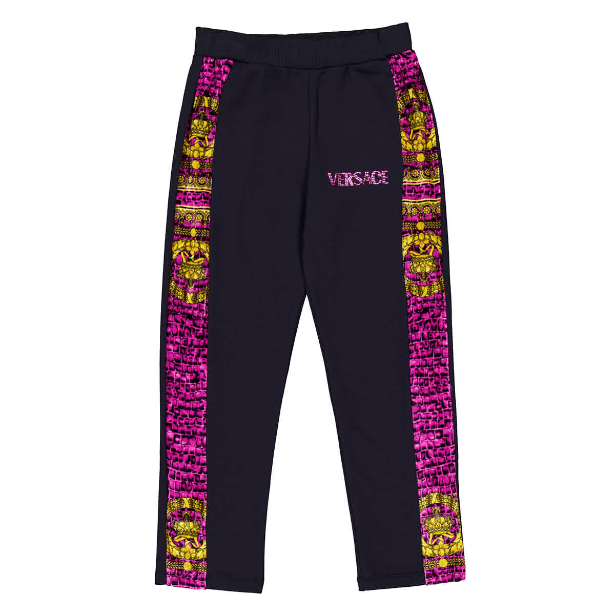 

Молодые Versace Girls Барокко Крокодил Логотип Спортивные штаны Young Versace, черный