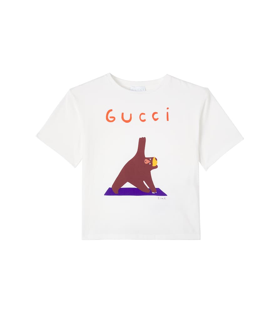 

Футболка из хлопкового джерси с принтом Euan Roberts Gucci Kids, New White/Mc