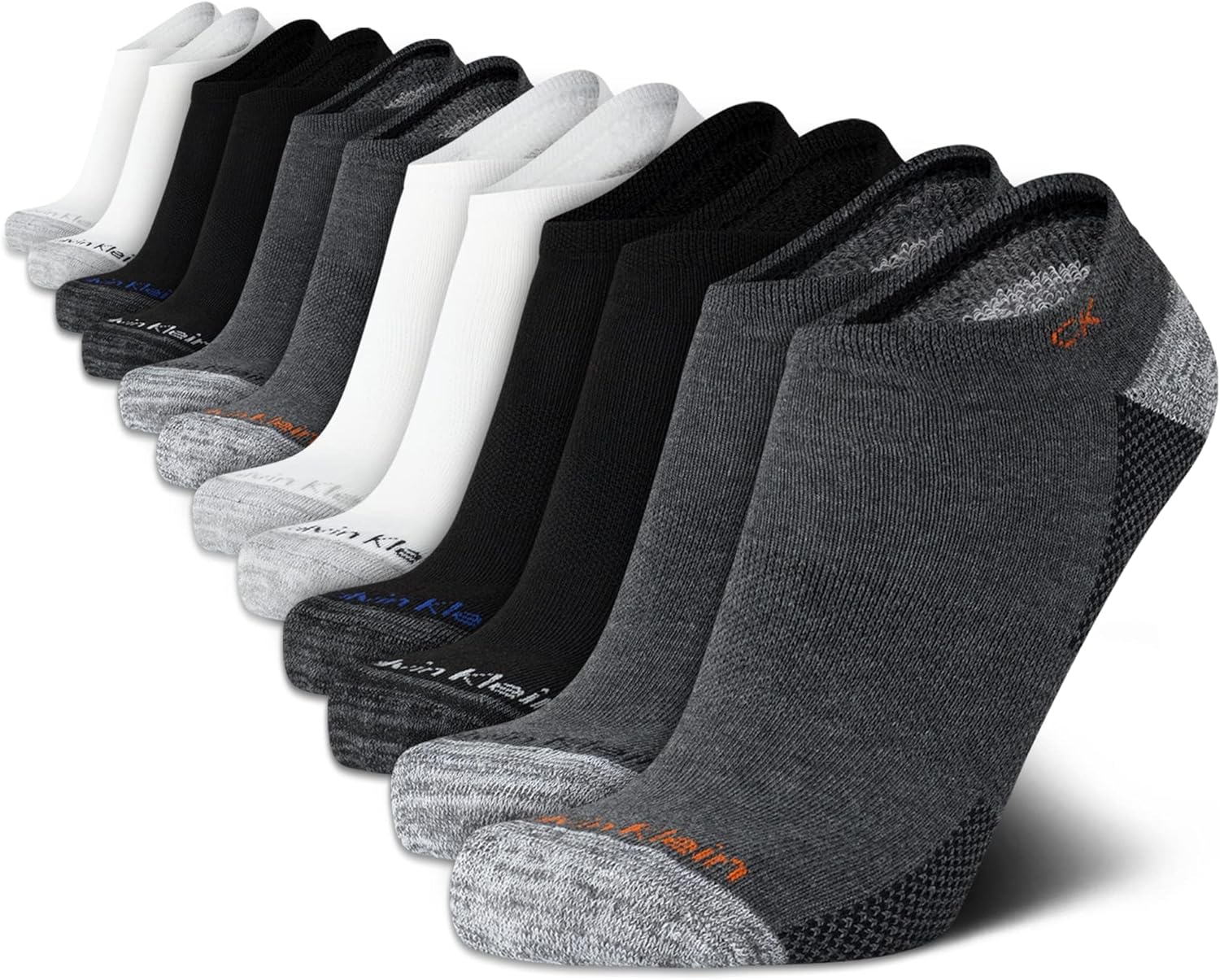 

Мужские носки Calvin Klein No Show - 12 пар мягких эластичных повседневных носков с низкой посадкой и нескользящей пяткой, Grey Heather Assort