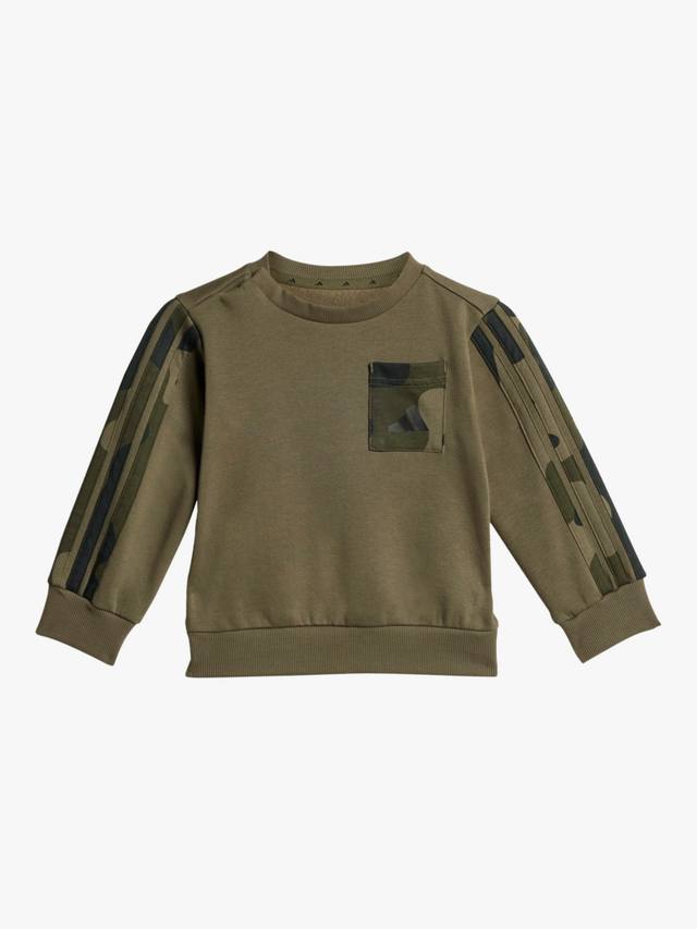 Детский комплект adidas из хлопковой смеси камуфляж с топом и джоггерами adidas, Strata/Black — фото 2