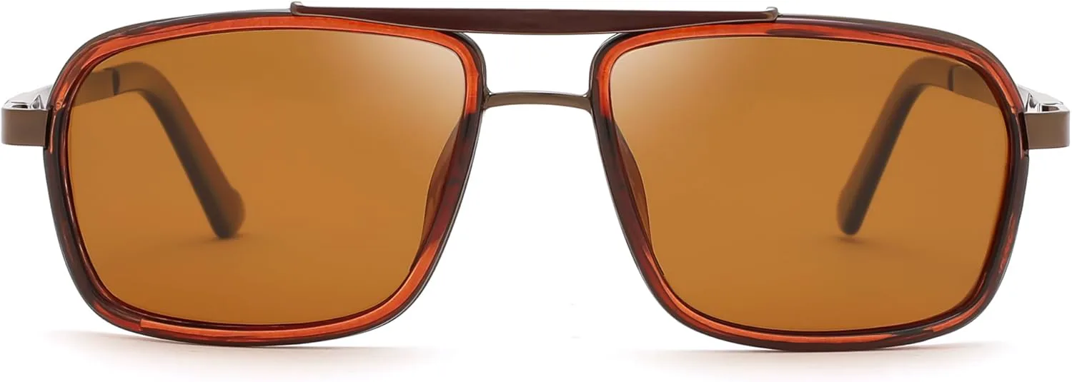 

Солнцезащитные очки-авиаторы FEISEDY в стиле ретро для женщин и мужчин, модные прямоугольные поляризованные очки в стиле стимпанк, 70-е годы, B0292, Brown