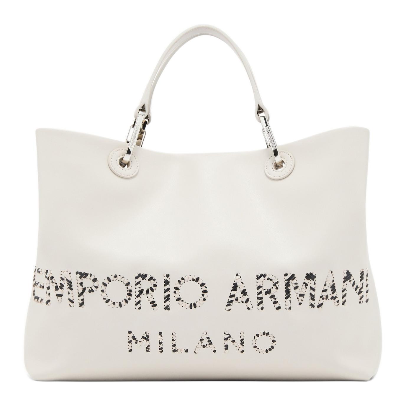 

EMPORIO ARMANI Сумка-шоппер из полиуретана, женская, экрю