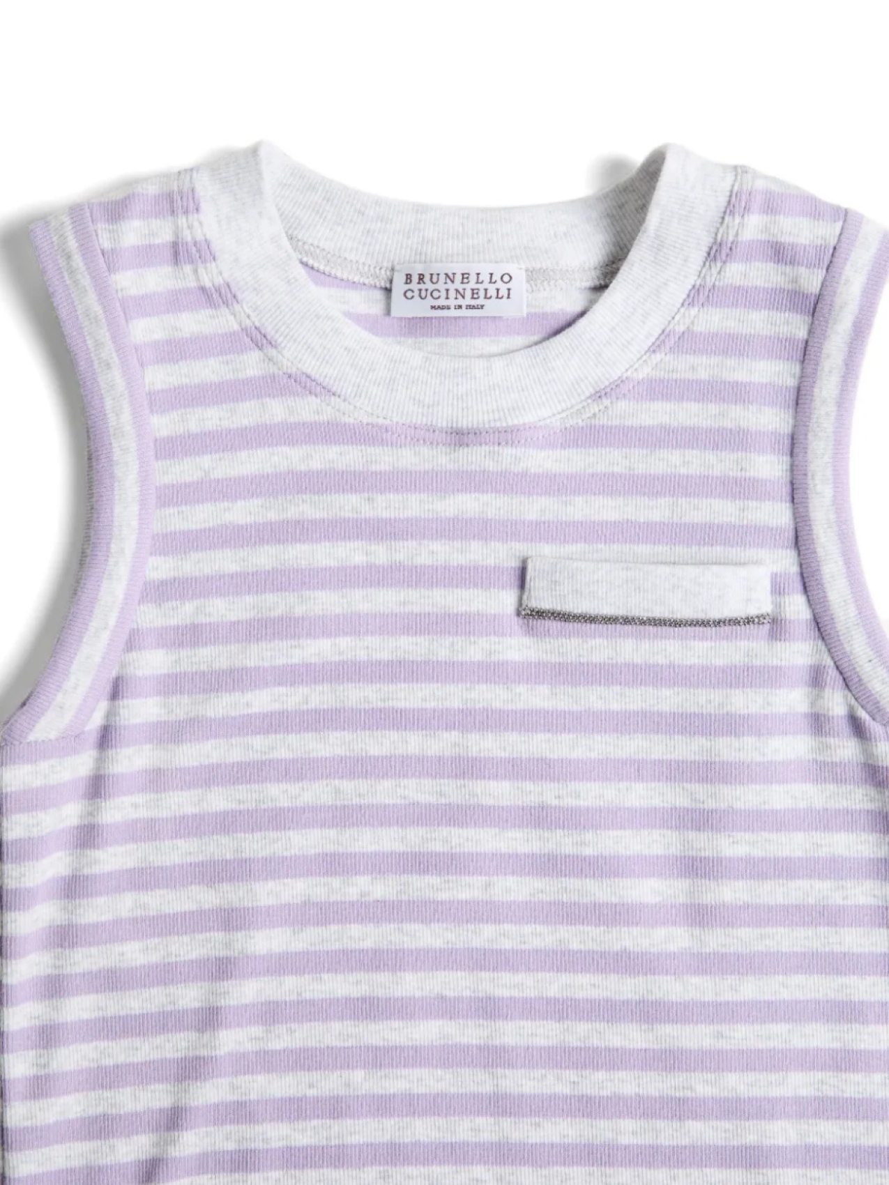 Детская полосатая майка в рубчик Brunello Cucinelli Brunello Cucinelli Kids, фиолетовый — фото 3