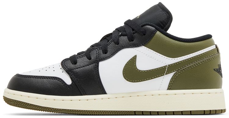 Кроссовки Air Jordan 1 Low GS 'Black Toe Medium Olive', зеленый — фото 3