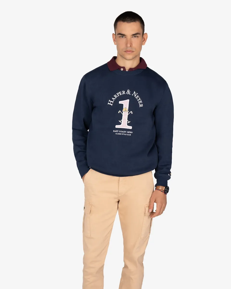 

Мужская толстовка с передним рисунком из хлопка Harper & Neyer, темно-синий