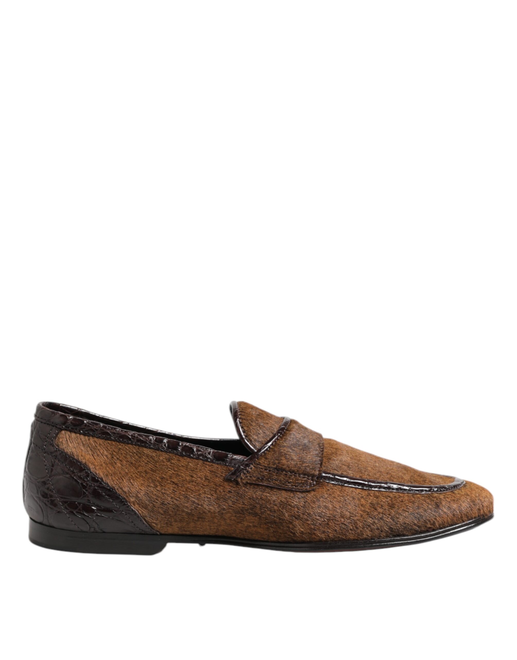 Коричневые кожаные мокасины Slip On мужские туфли Dolce & Gabbana, коричневый