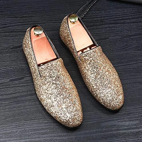 Лоферы из блестящей кожи мужские, золотой SayfuR — фото 3