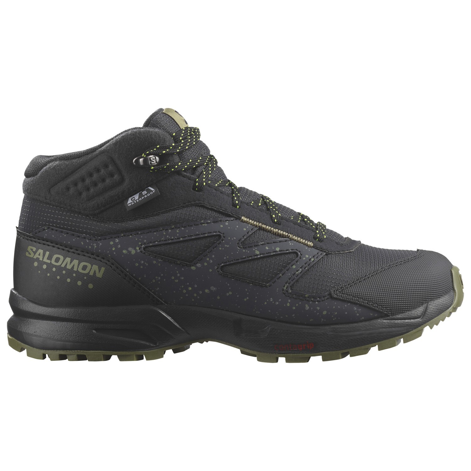 

Ботинки для прогулки Salomon Kid's Outway Mid CSWP, цвет Phantom/Black/Safety Yellow