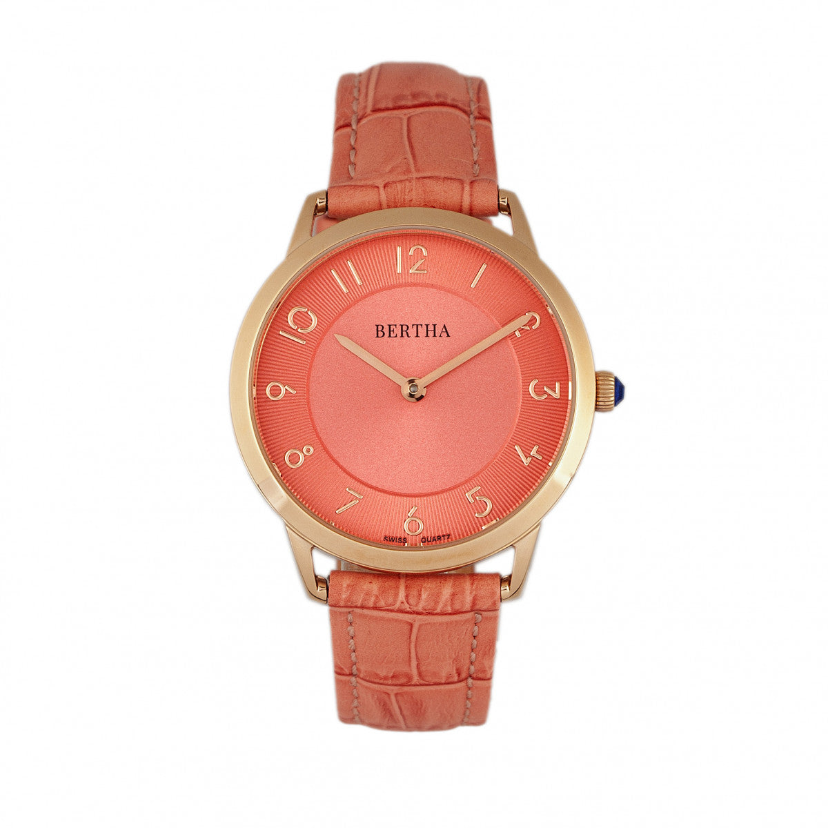 

Часы Abby Swiss с кожаным ремешком Bertha, цвет coral