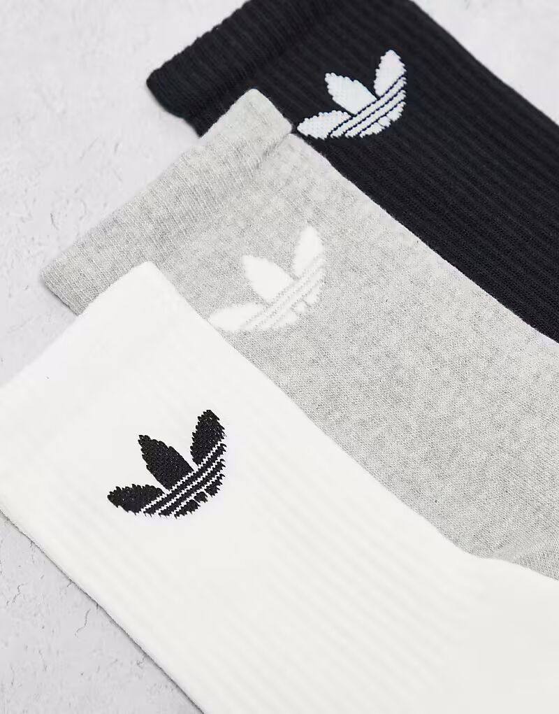 Носки Trefoil, 3 пары, черный/серый/белый Adidas Originals — фото 3