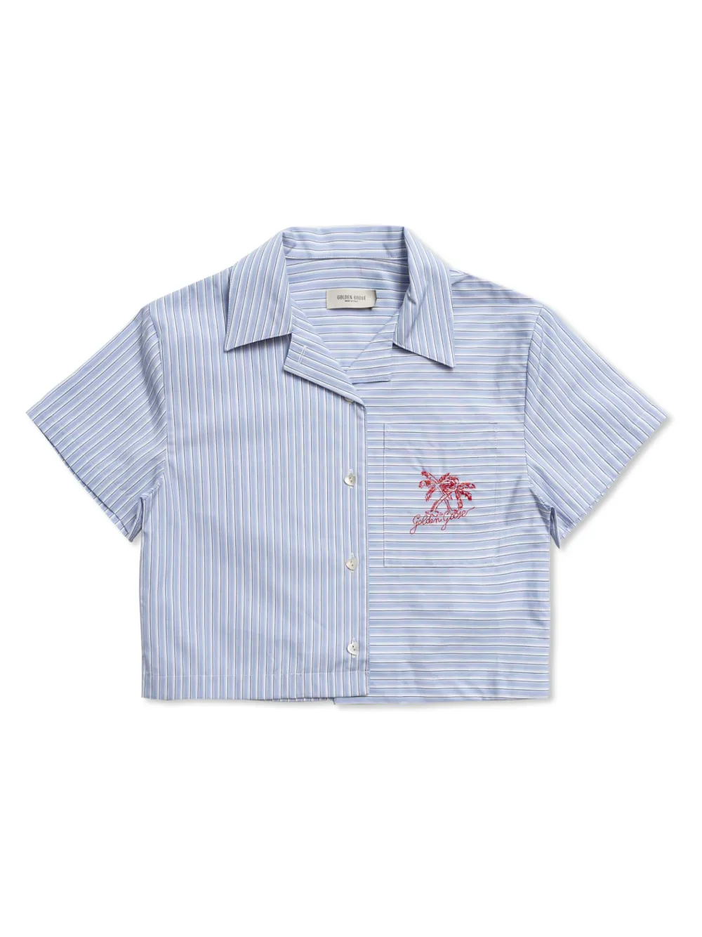 

Укороченная рубашка в полоску Golden Goose Kids, синий