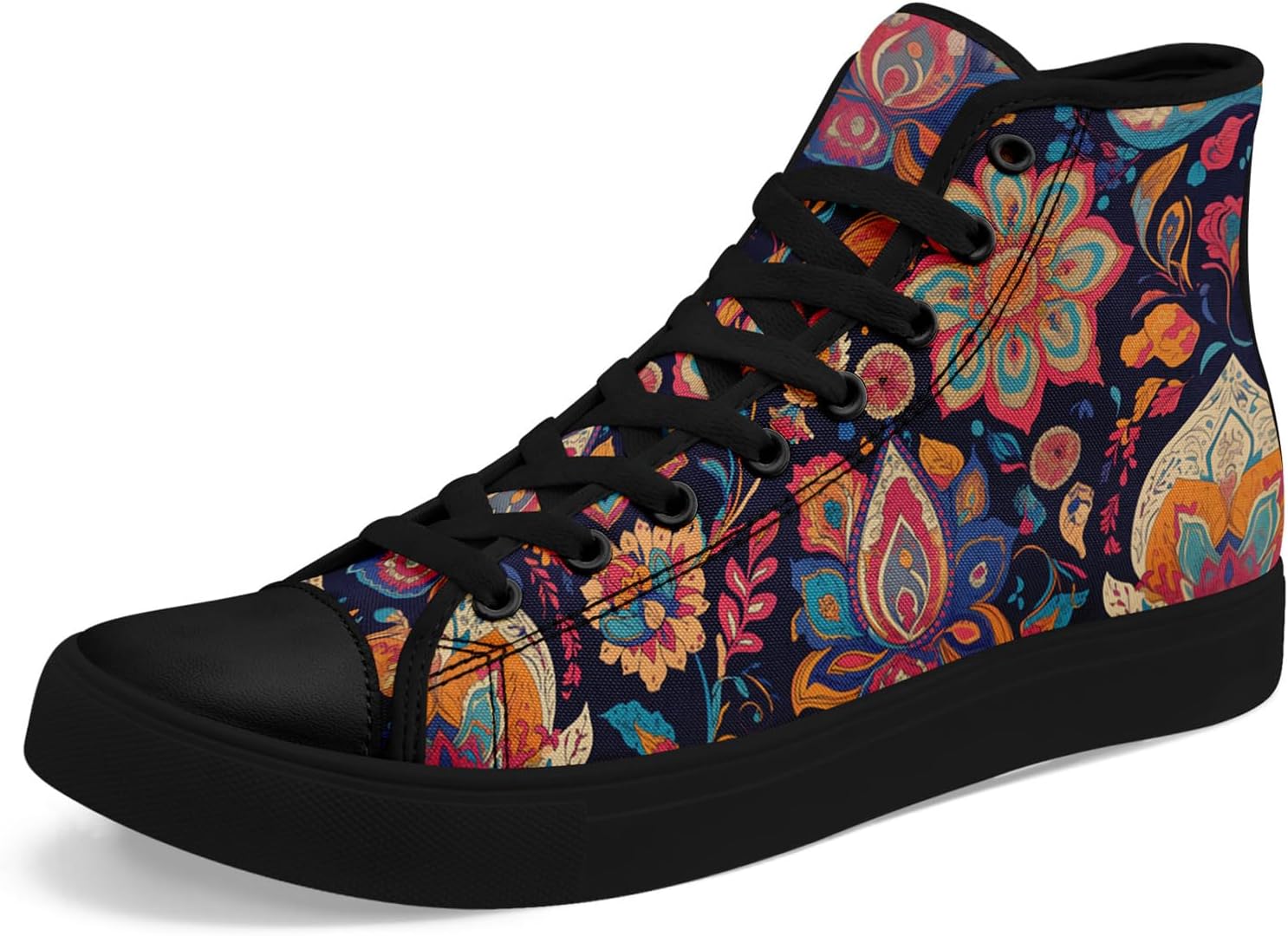 

Высокие кеды с цветочным рисунком для мужчин и женщин - стильные плоские кроссовки, удобные, дышащие, повседневная мода Awsole, черный