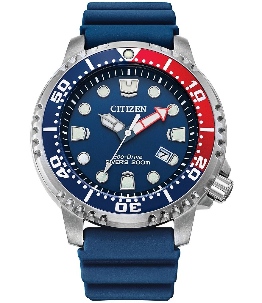 

Мужские часы Citizen Promaster Dive с тремя стрелками и синим ремешком, синий