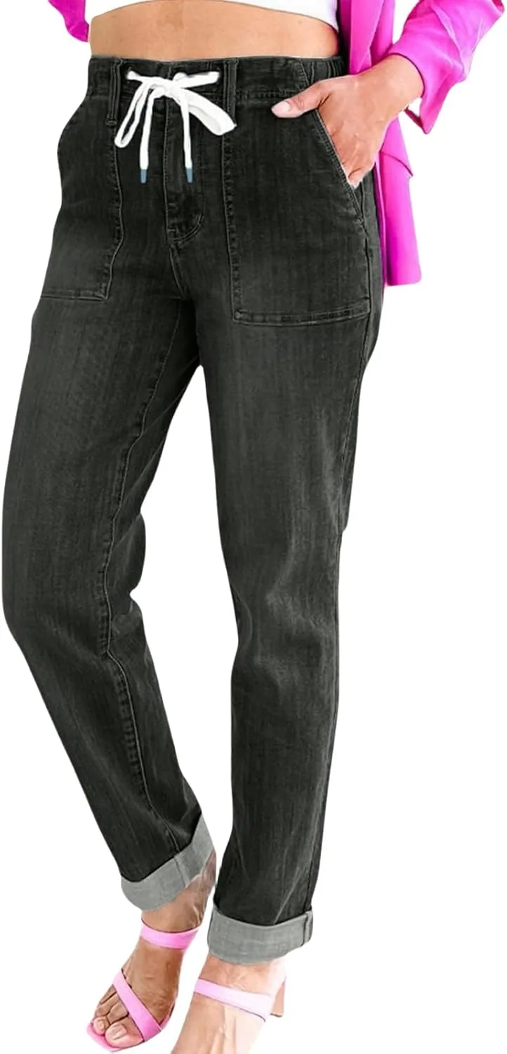 

Женские джинсы с эластичным поясом и шнурком Tazeap