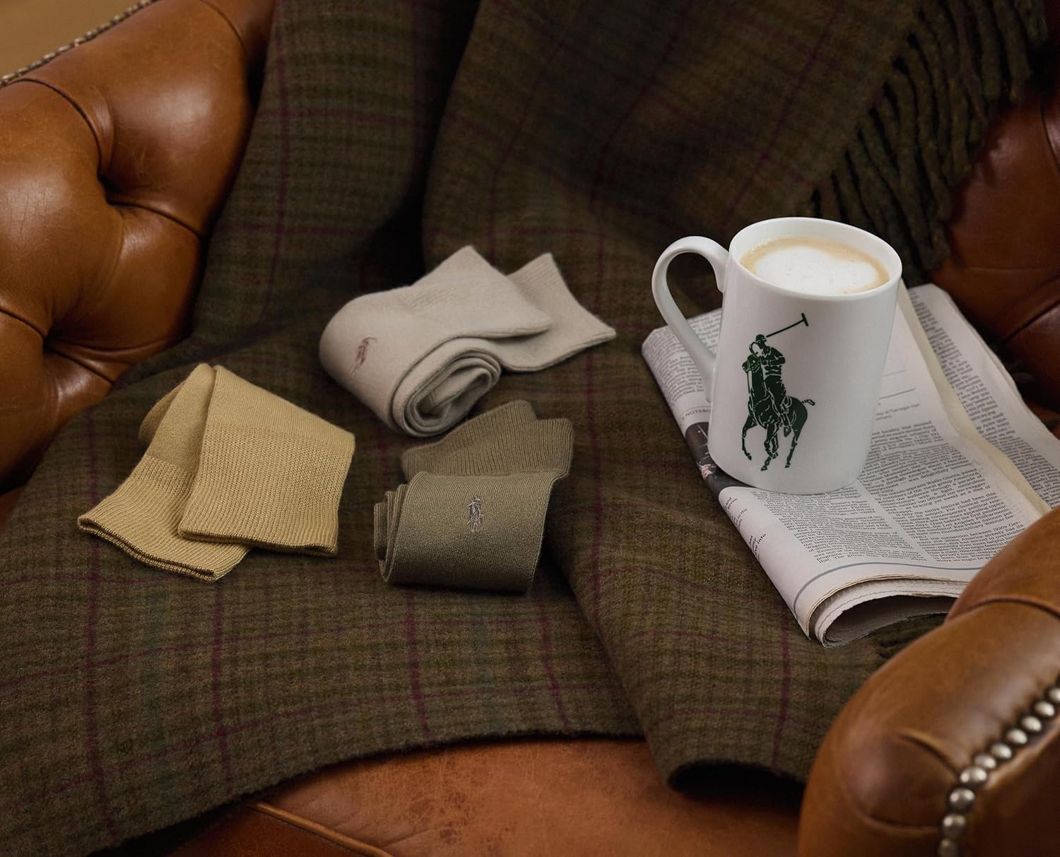 POLO RALPH LAUREN Мужские супермягкие плоские классические носки-следки (3 пары), Khaki Assorted — фото 3