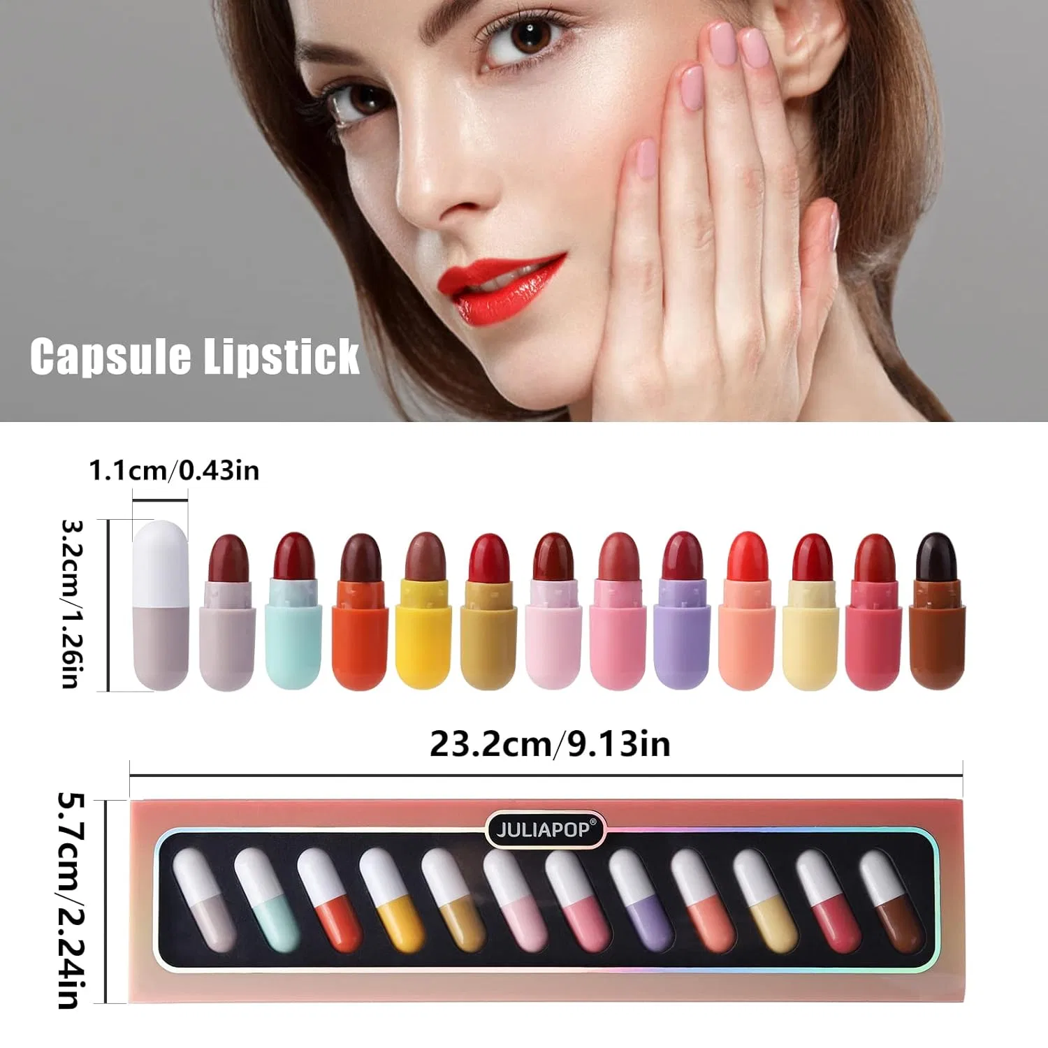 Набор из 12 водостойких мини-помад Homeit Girls Cute Mini Capsule Lipstick Homeit, 12 Colours — фото 4