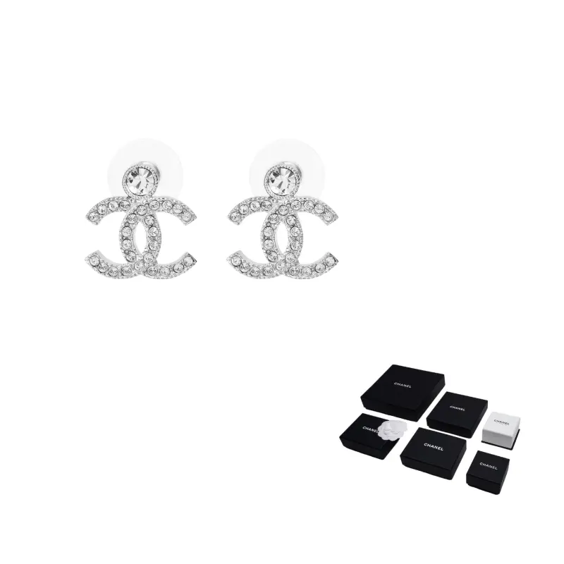 

Серебряные металлические серьги-гвоздики для женщин CHANEL, серебряный