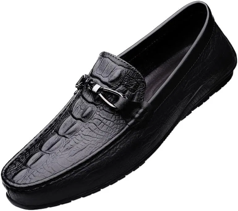Лоферы кожаные с рисунком крокодила, Loafers, Black SayfuR