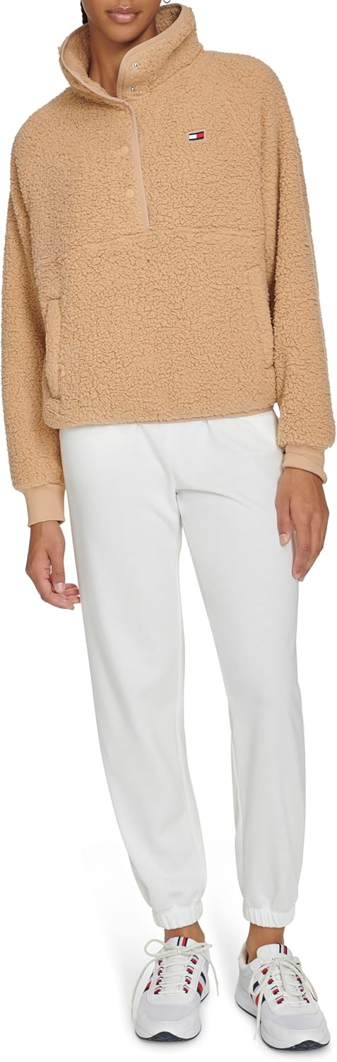 

Женская толстовка Tommy Hilfiger из искусственной шерпы с застежкой-молнией на половину длины, Caramel Brown