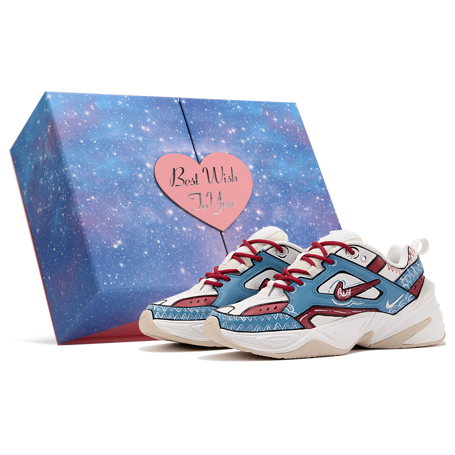 

Кроссовки Nike M2K Chunky Sneakers Women's Low-top Blue/Red, синий/красный