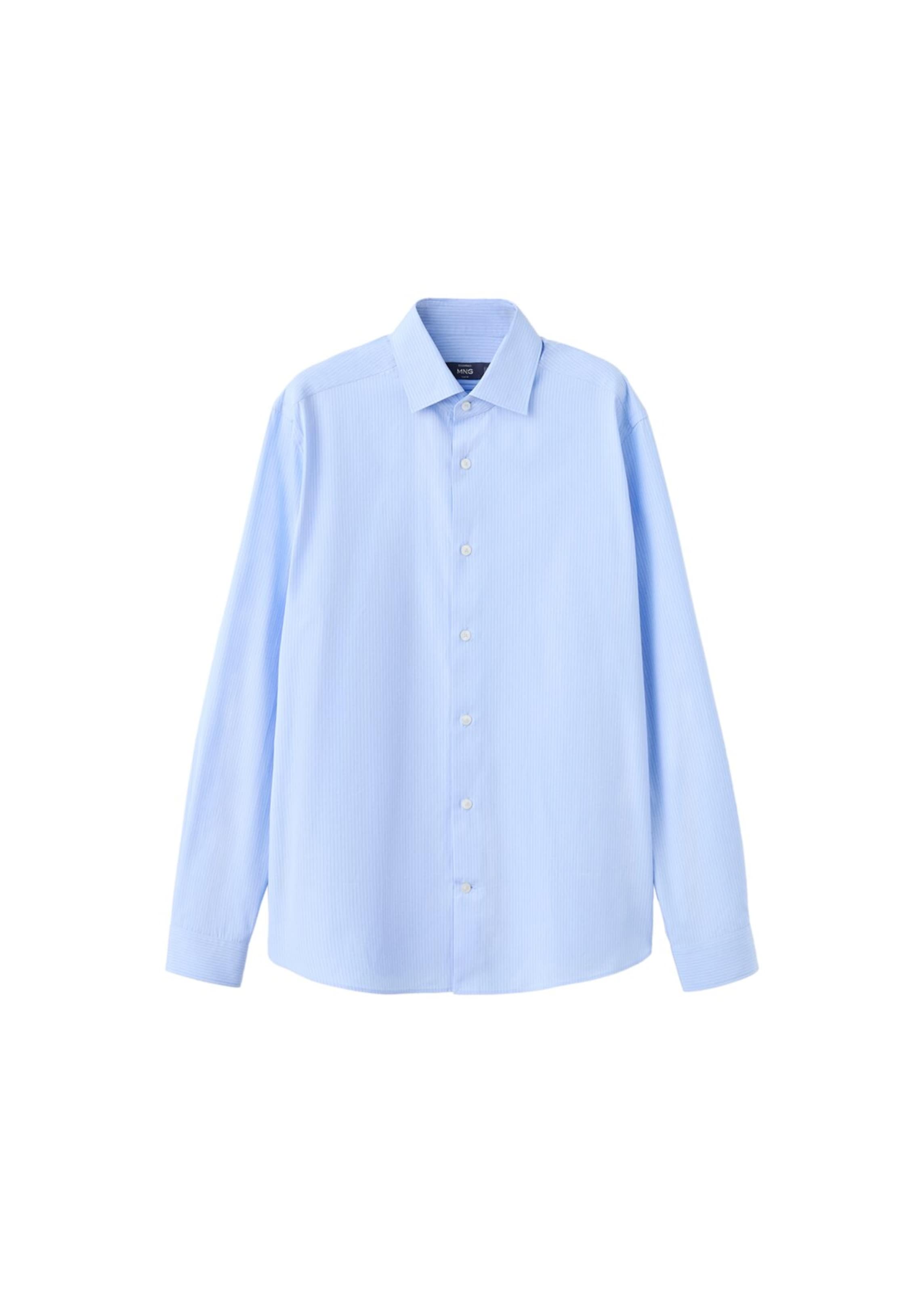 

MANGO MAN Рубашка 'Vecchia' с пуговицами, синяя, пастельно-голубая, Slim fit