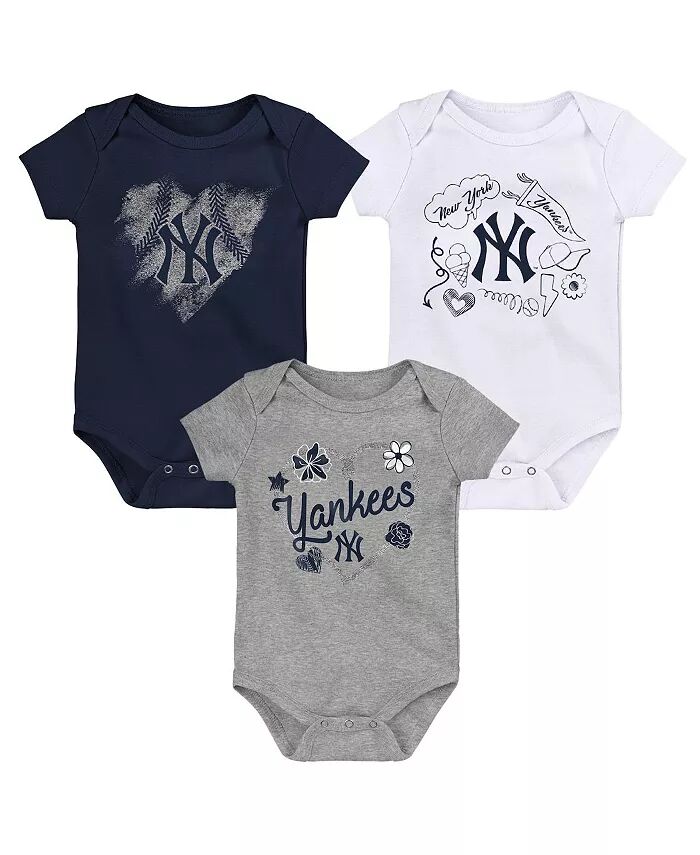 

Комплект из 3 боди New York Yankees Batter Up для мальчиков и девочек, темно-синий, белый, серый Outerstuff