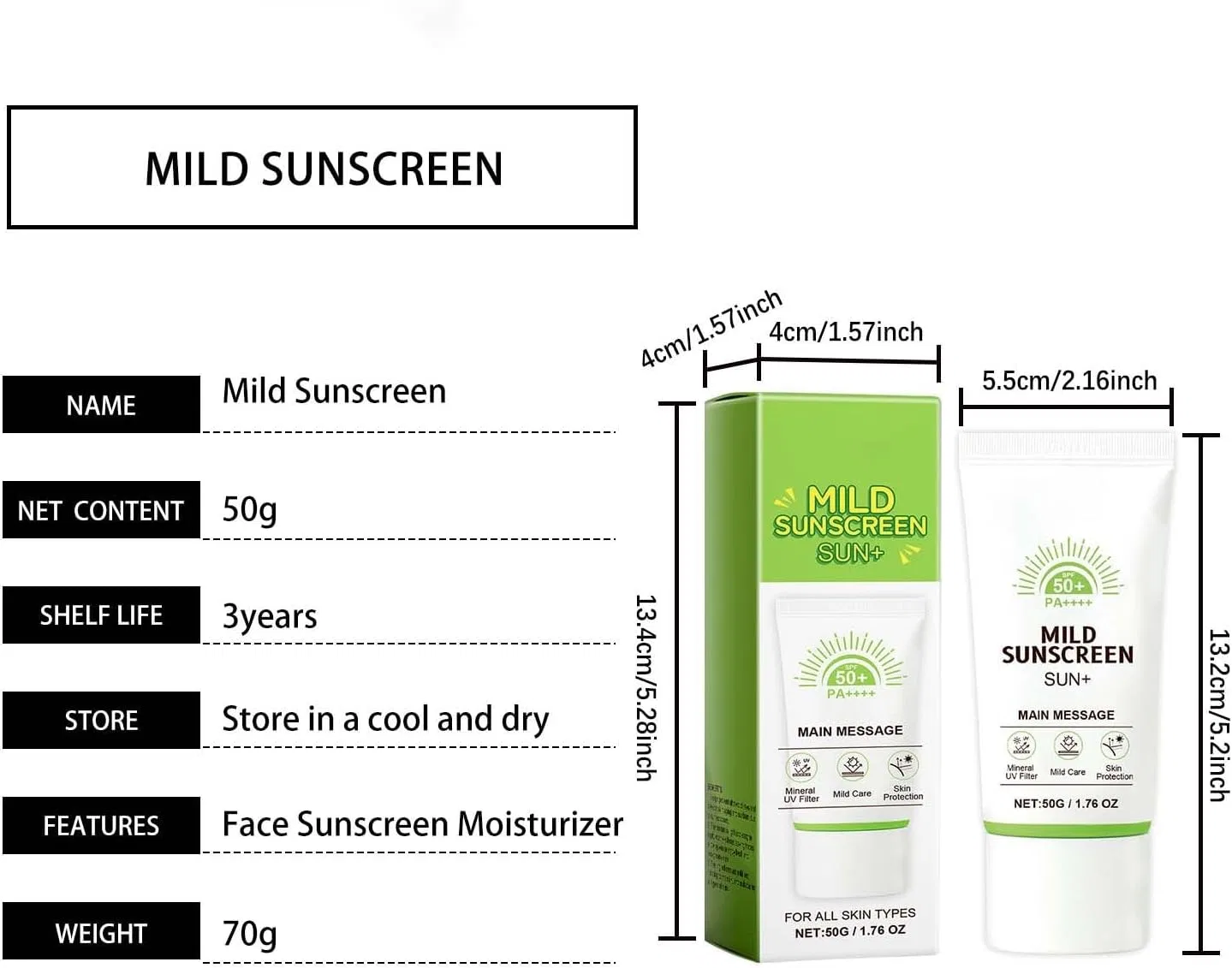 Солнцезащитный стик для лица и тела, минеральный, SPF50 PA++++, 74 г, зеленый — фото 2
