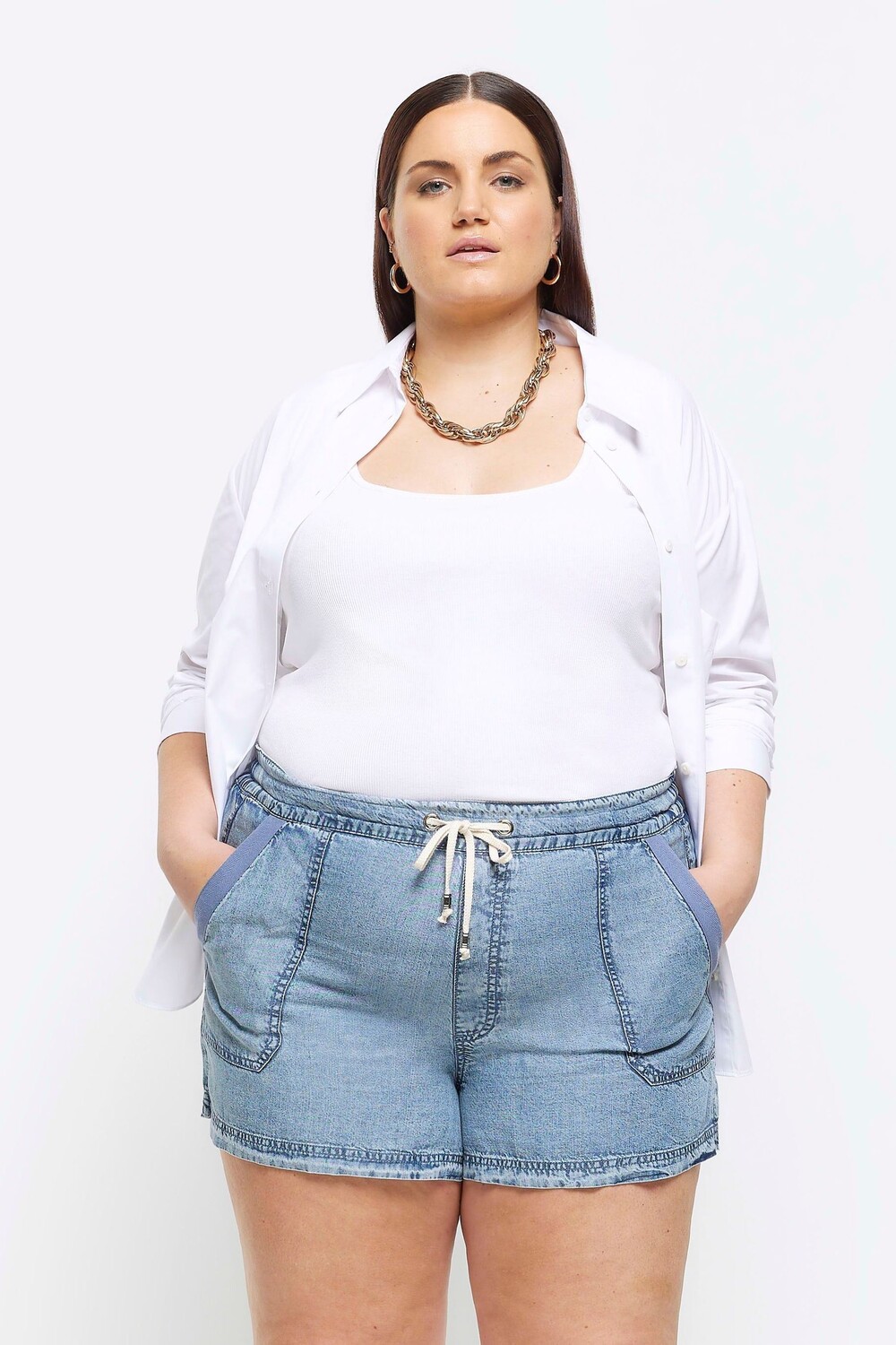 

Повседневные шорты Curve из денима свободного кроя River Island, синий