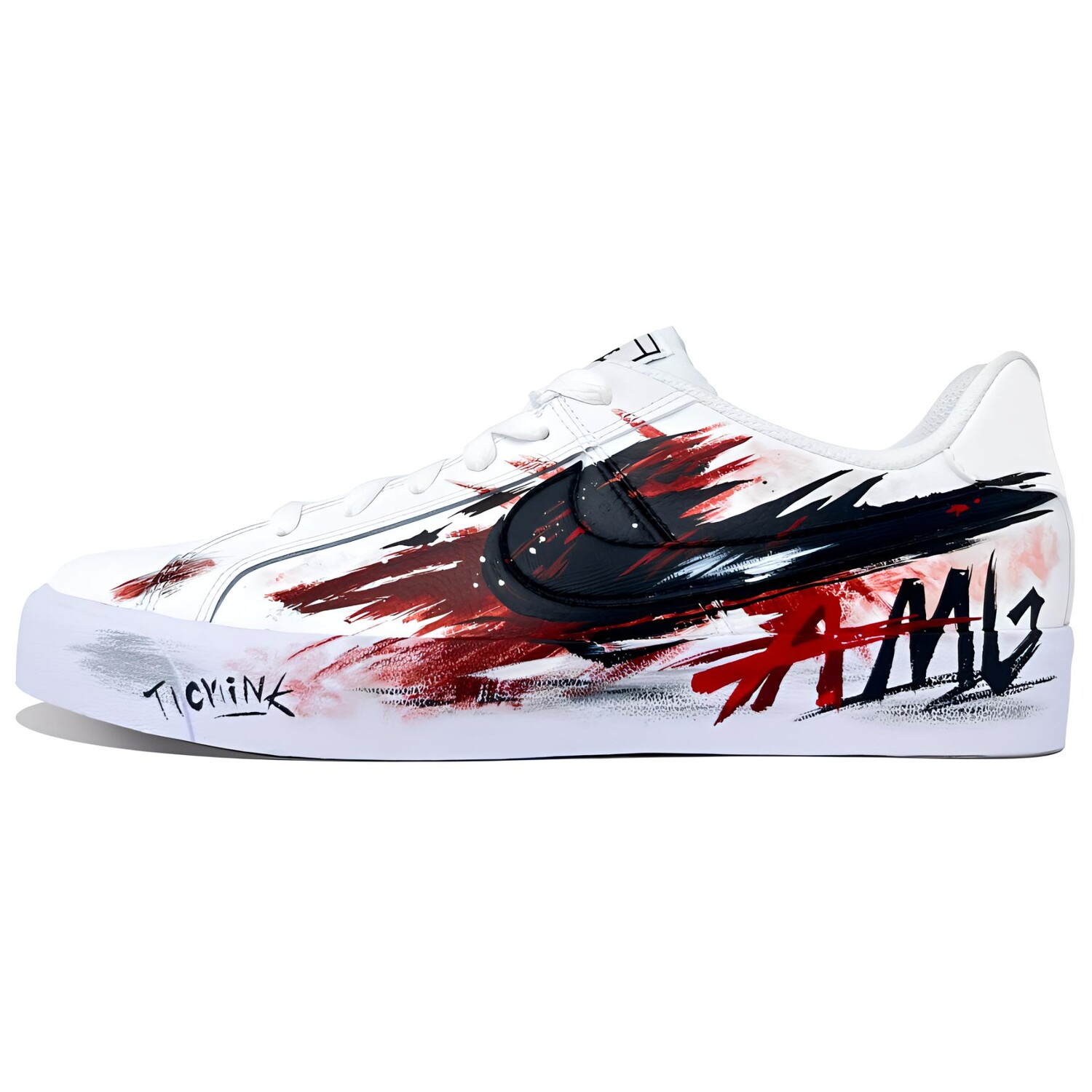 

Кроссовки Nike Court Royale Skateboarding Shoes Unisex Low-top Black/Varsity Red/White/Metallic Silver, черный/красный/белый/серебряный