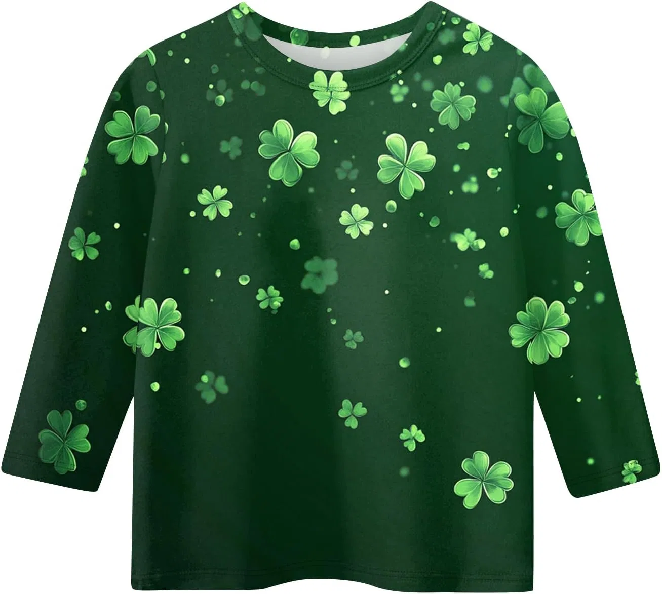 Футболка с принтом Shamrock, 3/4 рукав, оверсайз, Girls, 1-dark Green — фото 2