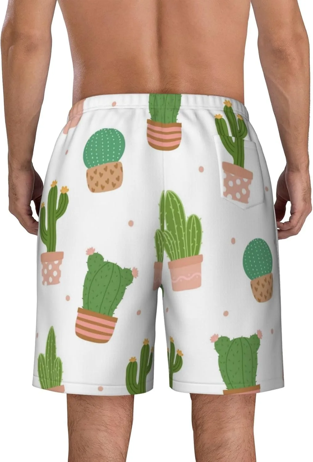 Мужские пляжные шорты Cactus, мужские плавки, шорты для плавания с карманами, купальники Generic, черный — фото 4