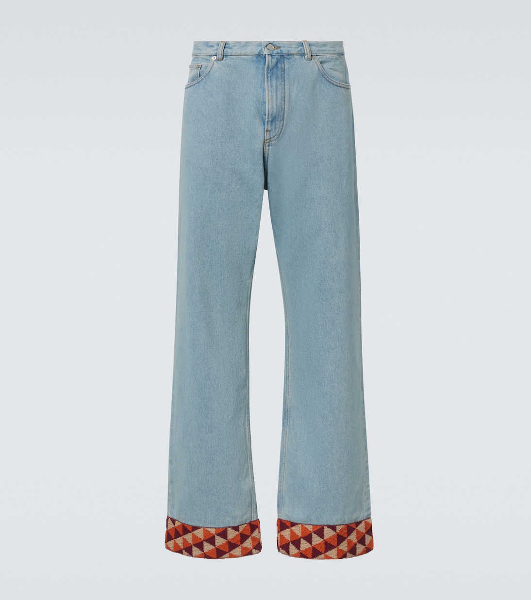 

Джинсы с широкими штанинами и отделкой в стиле жаккард Valentino, Denim Blu Lav Chiaro