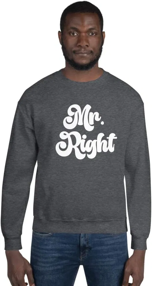 Свитшот Mr. Right свадебный подарок медовый месяц Just Married Generic, Dark Heather — фото 2