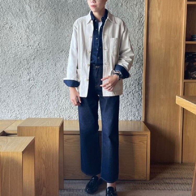 Куртка из смесового хлопка и льна Uniqlo Unisex, 01 молочно-белый — фото 3