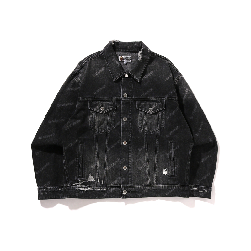 

A BATHING APE Джинсовая куртка с монограммой, Black BKX