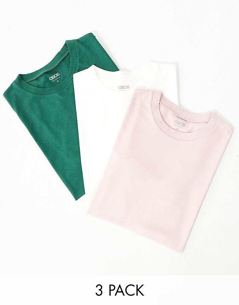 

ASOS DESIGN Комплект из 3 футболок с круглым вырезом в 3 разных цветах